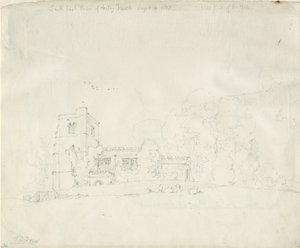Arley Kerk: potloodtekening, 4 sep 1837 door Thomas Peploe Wood