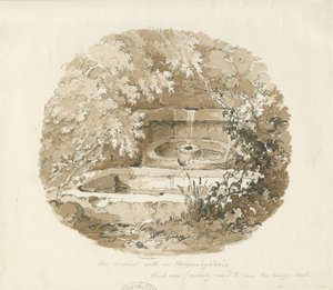 Biddulph - Oude Bron in Knypersley Woods: sepia tekening
