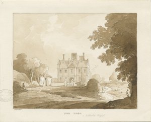 Brewood - Long Birch Hall: sepia tekening door Thomas Peploe Wood