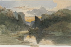 Dovedale - landschap: aquarel door Thomas Peploe Wood