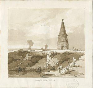 Forton - Obelisk: wassing tekening door Thomas Peploe Wood