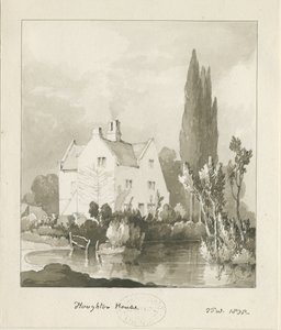 Haughton - Huis: sepia wassing tekening