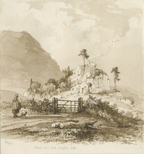 Kinver Edge: sepia tekening, 1837 door Thomas Peploe Wood