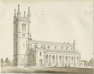Lane End - Nieuwe Kerk: sepia tekening