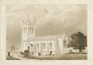 Norton Canes Kerk: sepia wassing tekening