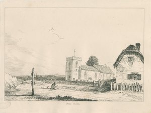 Stowe Kerk: pen en inkt tekening