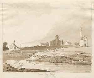 Tipton Nieuwe Kerk: sepia wash tekening door Thomas Peploe Wood