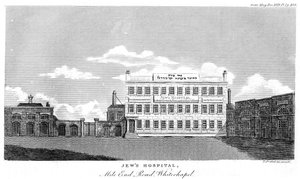 Joods Ziekenhuis, Mile End Road, Whitechapel, Londen, eind 18e of begin 19e eeuw