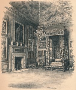 Slaapkamer van koningin Anne, Hampton Court Palace, 1902 door Thomas Robert Way