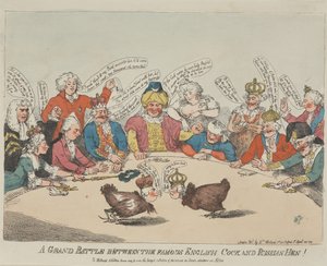 (De) Grote strijd tussen de beroemde Engelse haan en de Russische kip! door Thomas Rowlandson