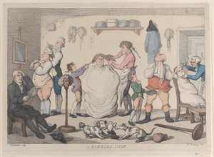 Een kapperszaak, 1811 door Thomas Rowlandson