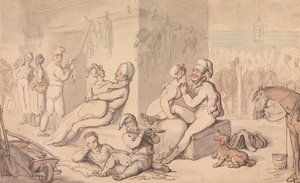 Een cavaleriekazerne door Thomas Rowlandson