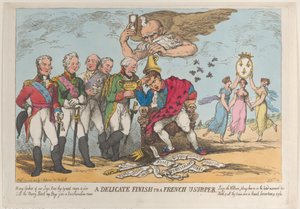 Een Delicate Afwerking voor een Franse Usurpator, 20 april 1814 door Thomas Rowlandson