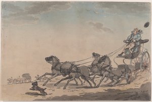 Een vierspan, of De op hol geslagen koets door Thomas Rowlandson
