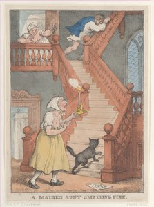 Een Ouderwetse Tante die Brand Ruikt, [1 mei 1806], heruitgegeven 1 mei 1812 door Thomas Rowlandson