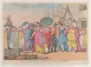 Een Verkoop van Engelse Schoonheden in de Oost-Indië, [10 mei 1811], herdruk door Thomas Rowlandson
