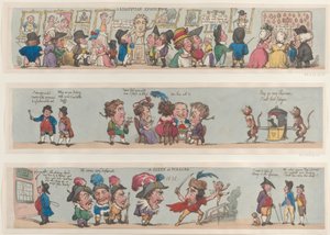 Een scène in Pizzaro, groteske randen voor kamers en hallen, 1799-1800 door Thomas Rowlandson