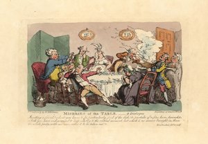 Een dinerfeest verpest door de komst van een stinkend wildgerecht door Thomas Rowlandson