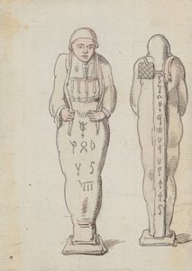 Een mummie, van voren en van achteren gezien door Thomas Rowlandson