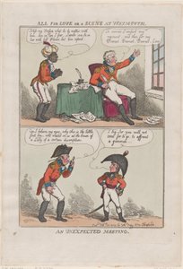 Alles voor de Liefde of Een Scène in Weymouth, Een Onverwachte Ontmoeting door Thomas Rowlandson