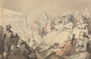 Een publiek dat naar een toneelstuk kijkt in het Drury Lane Theatre door Thomas Rowlandson