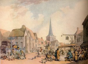 Een oud Engels dorpsgezicht door Thomas Rowlandson