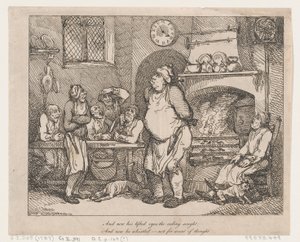 En nu zochten zijn opgetilde ogen het plafond... door Thomas Rowlandson