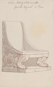 Antieke stoel van wit marmer, naar het origineel in Rome door Thomas Rowlandson