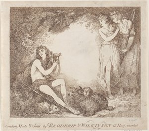 Apollo, Lyra en Daphne Handelskaart illustrerend Marian, een opera, 1797-99 door Thomas Rowlandson