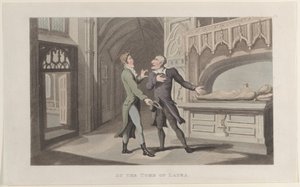 Bij het Graf van Laura, uit Journaal van Sentimentele Reizen in de Zuidelijke Provincies van..., 1817-21 door Thomas Rowlandson