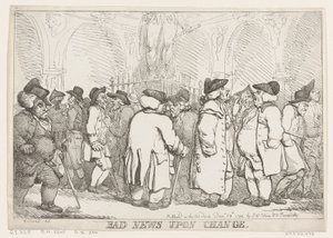 Slecht nieuws op de beurs, 28 december 1794 door Thomas Rowlandson