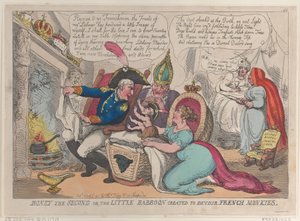 Boney de Tweede of de kleine baviaan gecreëerd om Franse aapjes te verslinden, 9 april 1811 door Thomas Rowlandson