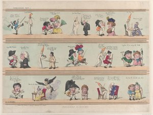 Randen voor Kamers, Extravaganzas Plaat 1 door Thomas Rowlandson