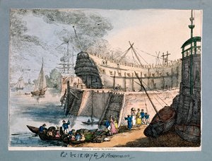 Brunswick Dock, Blackwall, Londen, 1806 door Thomas Rowlandson