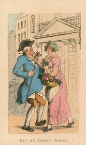 Koop mijn zoete rozen (gravure in kleur)