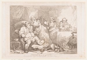 Verlichting bij jicht door Thomas Rowlandson