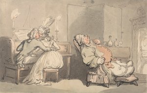 Comforts of Bath: De Muziekleraar door Thomas Rowlandson