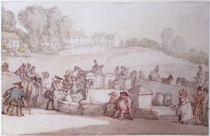 Dr. Syntax bij Harrogate Spa door Thomas Rowlandson