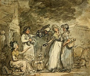 Dr. Syntax onderhandelt over eenden door Thomas Rowlandson