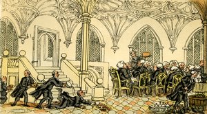 Dr. Syntax vermaakt zich op de universiteit door Thomas Rowlandson