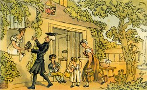 Dr. Syntax presenteert een bloemenoffer door Thomas Rowlandson