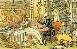 Dr Syntax met een blauwe kous schoonheid door Thomas Rowlandson