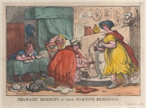 Dram-a-tic Demireps bij hun ochtendrepetitie, 30 september 1810 door Thomas Rowlandson