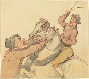 Veedrijvers met een Paar Steigerende Paarden door Thomas Rowlandson