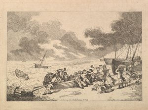 Vertrek vanuit Brighthelmstone naar Diepp[e] (uit: Imitations of Modern Drawings) door Thomas Rowlandson