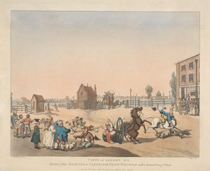Toegang vanaf de Hackney of Cambridge Heath Turnpike (nr. 6) door Thomas Rowlandson