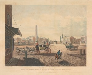 Ingang aan St. Georges Road of de Obelisk Turnpike (nr. 2) door Thomas Rowlandson