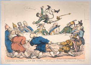 Vrienden en vijanden - Hij gaat omhoog - De Corsicaanse Munchausen naar St. Cloud sturen, 12 december 1813 door Thomas Rowlandson