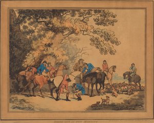 ’s Ochtends de deur uitgaan door Thomas Rowlandson