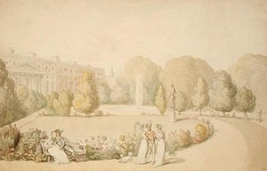 Hampton Court Palace, de tuinzijde door Thomas Rowlandson